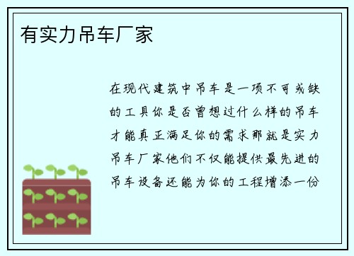 有实力吊车厂家