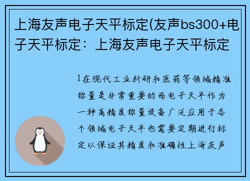 上海友声电子天平标定(友声bs300+电子天平标定：上海友声电子天平标定为中心：精准称量，无微不至)