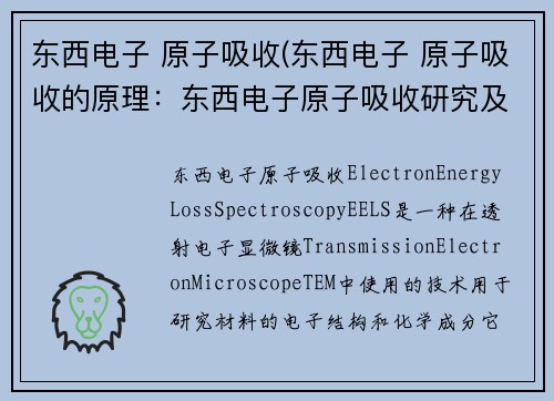 东西电子 原子吸收(东西电子 原子吸收的原理：东西电子原子吸收研究及应用探索)